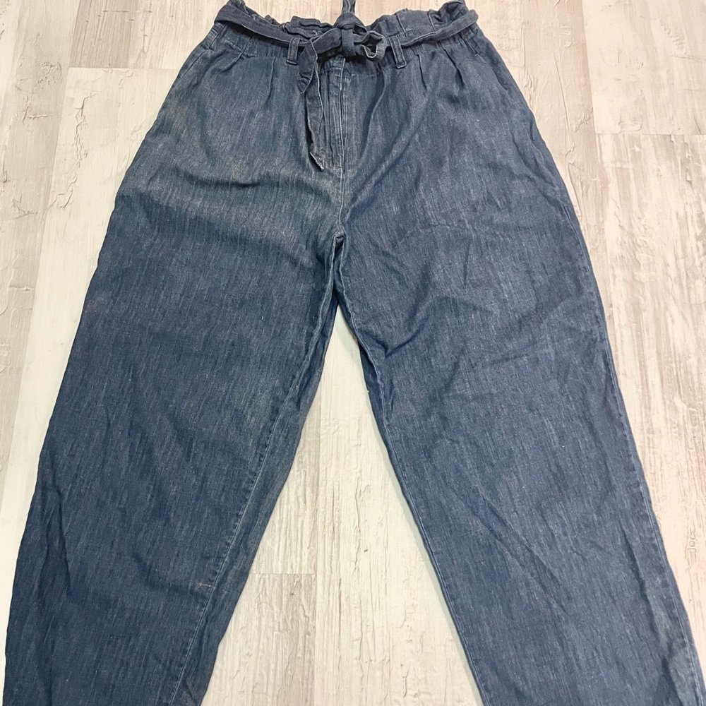J. Crew High Rise Paper Bag Cropped Denim  Pants